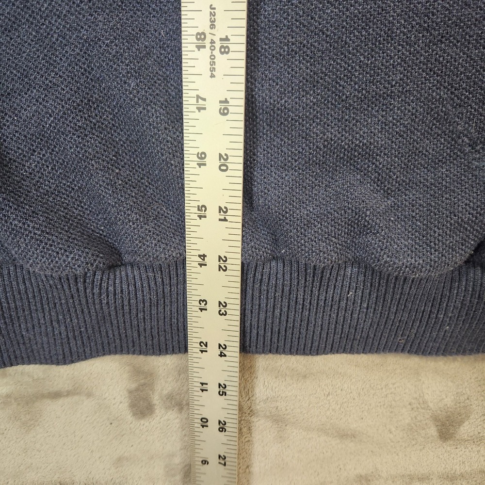 Polo Ralph Lauren Sweater Mens Medium Blue 1/4 Zip Pima Cotton Elbow Patch - Picture 8 of 8